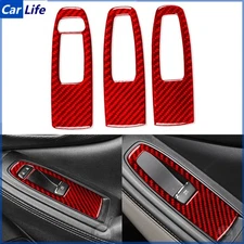 Red Carbon Fiber Window Lift Switch Panel Cover Trim For Subaru Forester 2019-24