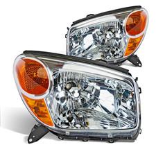 For 2004 2005 Toyota Rav4 Headlights Assembly Halogen Headlamp Left Right Chrome