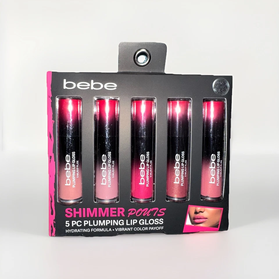 Bebe Shimmer Pouts Juego de 5 piezas Brillo de Labios Relleno Color Vibrante Larga Duración NUEVO Foto 2 de 4