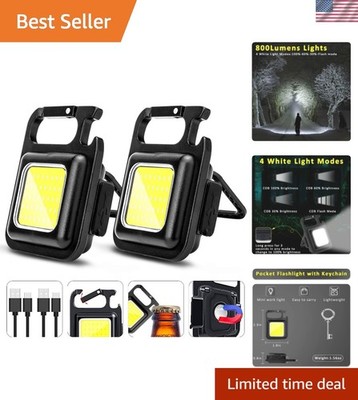COB Rechargeable Keychain Flashlight 2Pack, High Lumen Super Bright LED Work ...