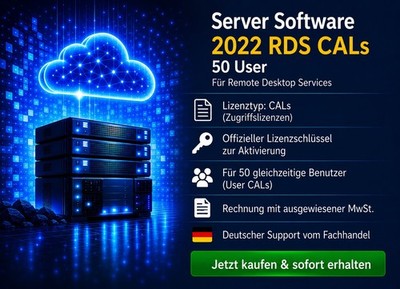 Microsoft Windows Server 2022 RDS 50 User CALs Retail 16 Core