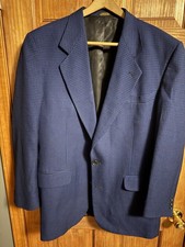 BACHRACH Mens Blue Black TWEED 2 Button No Vent Houndstooth Sport Coat 42L
