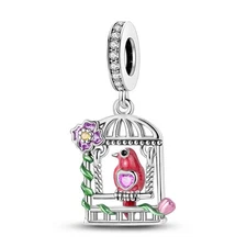 MULA Original Bird Cage Pendant DIY Charm CZ For Bracelet 925 Sterling Silver