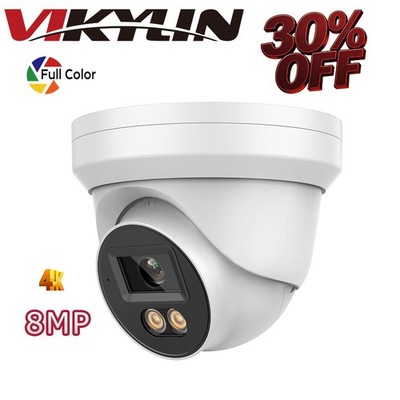 VIKYLIN Full Color Turret POE Mini 8MP Security camera MIC Onvif Outdoor Viewer