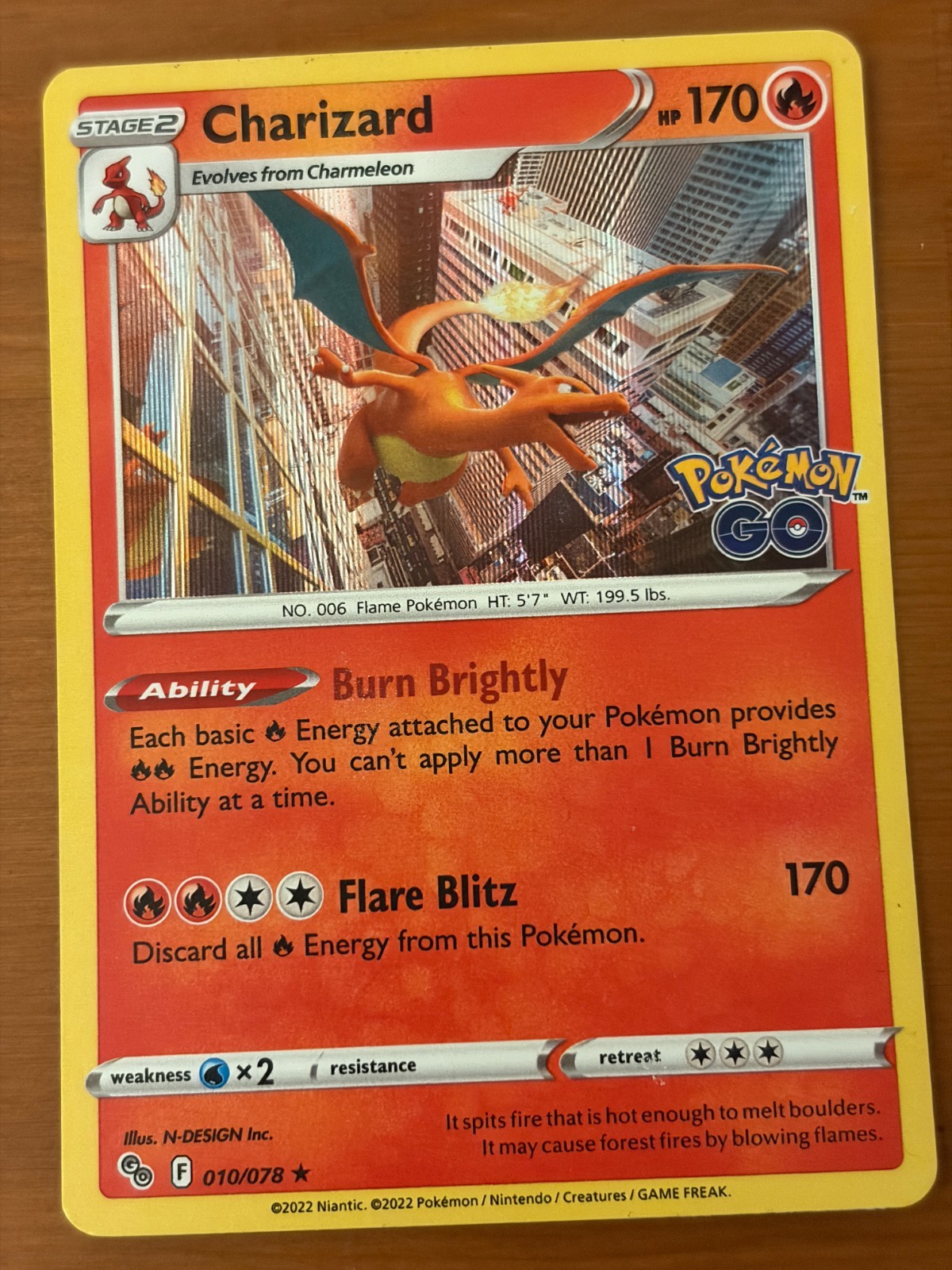Charizard 010/078 Holo LP - Pokémon GO 2022 - Pokemon TCG