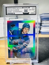 2024-25 Upper Deck Macklin Celebrini Rookie UD Portraits GMG Graded 10 Gem Mint