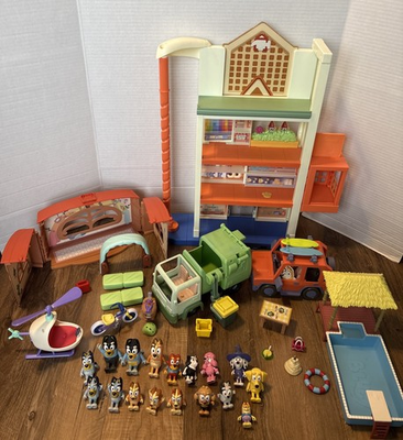 #ad #ad Bluey Lot Hammerbarn Lights 45 Sounds Pool Garbage Truck School Figures Acc $109.99