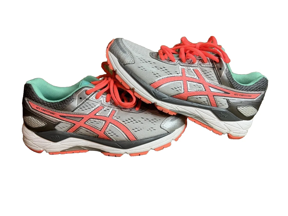 Asics Gel Fortitude Women's Running Shoes Silver Fiery Coral Size 7 1/2