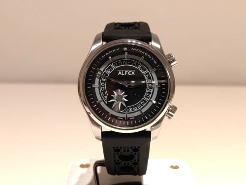 RETRO RARE SWISS MEN'S QUARTZ WATCH "ALFEX" HAPPY MOMENTS 5601 WITH REAL DIAMONT - Picture 4 of 11