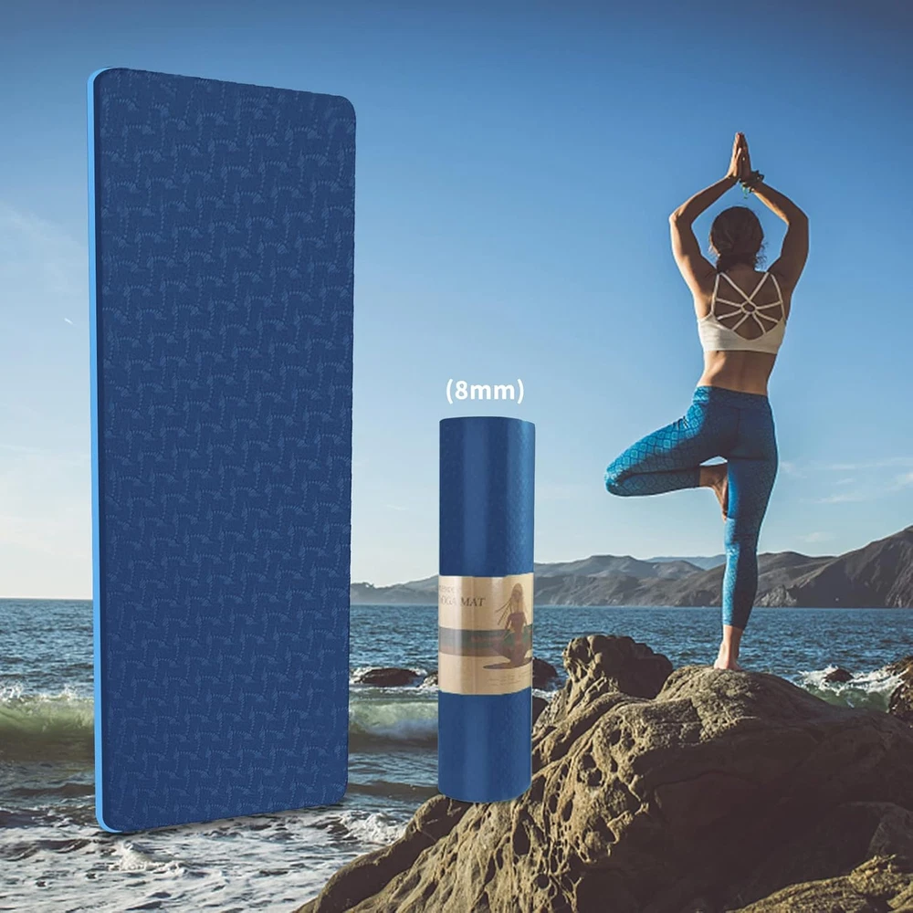 Extra Thick 8mm TPE Non-Slip Eco-Friendly Yoga Mat 1/3 Inch High-Density Exercise Mat Extra Thick 8mm TPE Non-Slip Eco-Friendly Yoga Mat 1/3 Inch High-Density Exercise Mat
