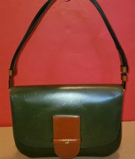 Nina Ricci Paris Grn/rust Leather Sliding Adjustable Strap Shoulderbag Pristine