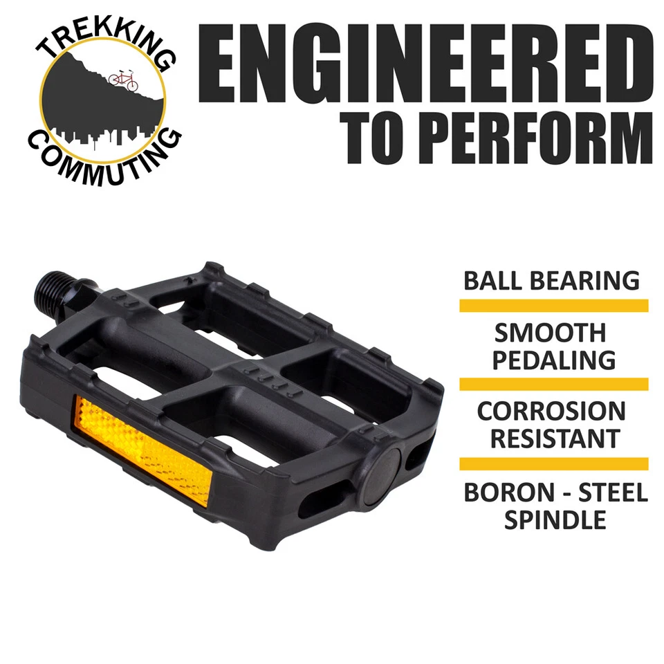 BV Bicycle Universal Bike Pedals 9/16" Urban Boron Steel Non-Slip Ball Bearing - Image 3 of 4