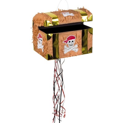 Pinata Piraten-Truhe Pull-Pinata Schatzkiste zum Befüllen Zug-Pinata Schatztruhe
