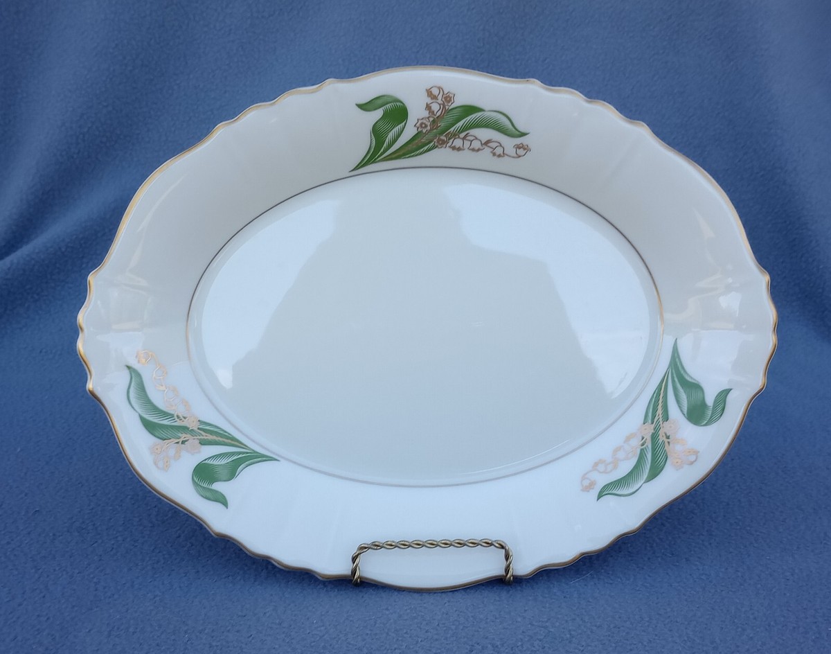 SYRACUSE - Lily of The Valley (Gold Trim) Oval Serving Platter 9 1
