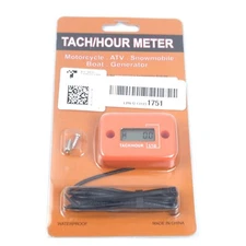 Digital Tach Hour Meter Tachometer RPM Gauge Waterproof For Marine Snowblower