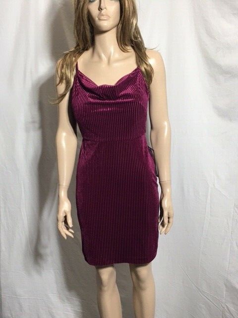 Morgan & CO Womens Maroon Spaghetti Strap Above The Knee Sheath Cocktail Dress 3 Morgan & CO Womens Maroon Spaghetti Strap Above The Knee Sheath Cocktail Dress 3