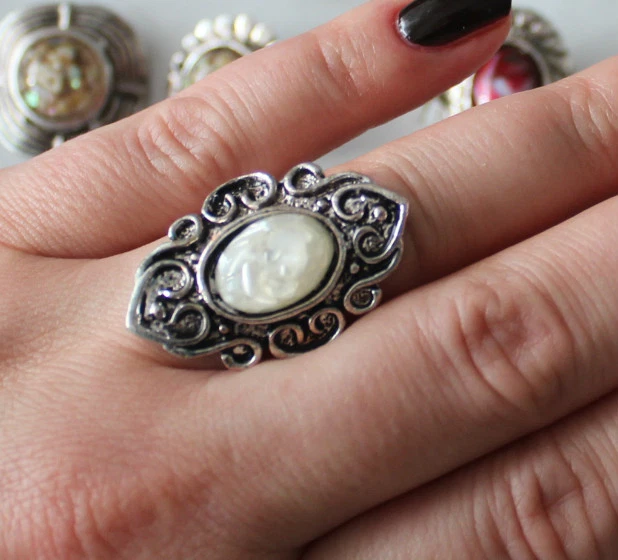 Neu Ring Modeschmuck Legierung verschiedene Designs Gr. 16 - 20 verstellbar #34 - Bild 4 von 4