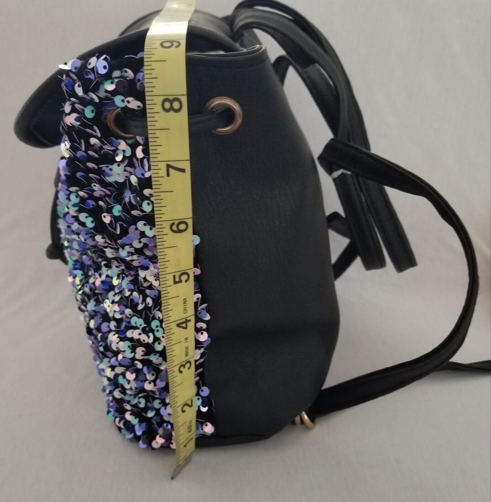 Sequins Backpack Drawstring Blue Multicolor Small… - image 11