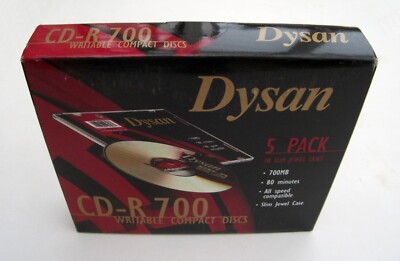 5X DYSAN CD-R 700MB/ 80 MIN CD-R (SELTEN) BOXED, NEU & VERSIEGELT, OLD STOCK - NO3