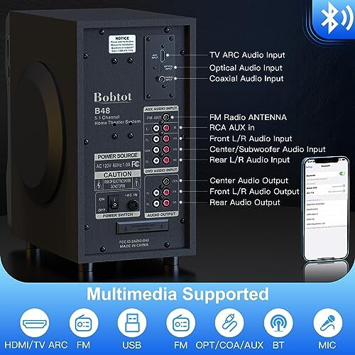 Surround Sound Lautsprecher Heimkinosysteme - 700 Watt Spitzenleistung - Bild 6 von 7