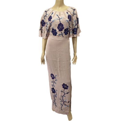 NWT Asos Old Rose Floral Embroidered Cap Maxi Dress Gown - Picture 1 of 7