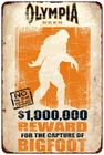 Olympia Beer Bigfoot Million Dollar Reward Vintage look reproduction Metal sign