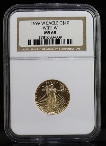 1999-W $10 1/4oz Eagle Gold Coin With W NGC MS68