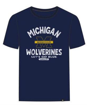 Michigan Wolverines Shirt 47 Brand NCAA College T-Shirt XXL   2XL