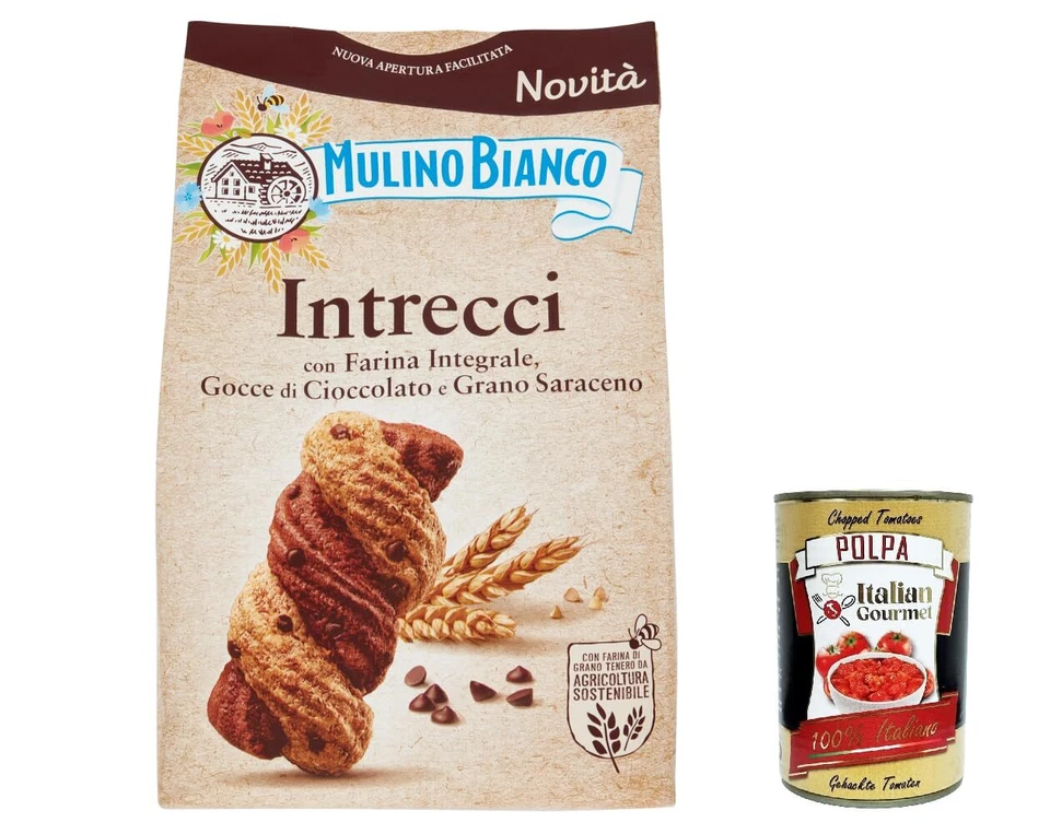 ITALIAN GOURMET E.R. 6x Mulino Bianco Intrecci Biscotti Vollkornkekse 300g+Italian Gourmet Polpa 400g