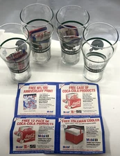 Vintage NFL Philadelphia Eagles Coca Cola Drinking Glasses Set of 4 w Coupon NOS