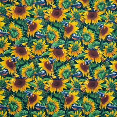 1/2 Sonnenblume & Vogel Wild Flügel David Textiles 100% Baumwolle Stoff
