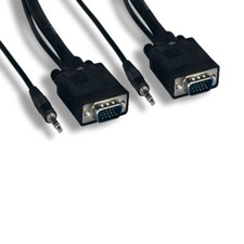 Kentek 50ft SVGA HD15/AUX 3.5mm 2in1 Cable Video/Audio for TV PC Monitor Display