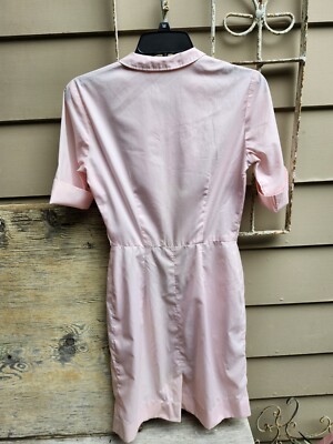 pink shirtwaist dress VINTAGE Shirtwaist Dress Pink High Neck Belted Short Sleeve KC Petites Size 10