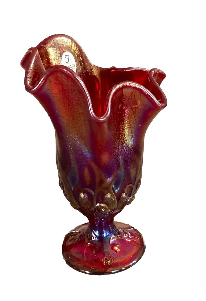 Fenton Glass Ruby Amberina Stretch Swung Hankerchief Vase | eBay