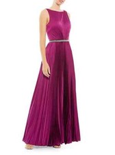 Ieena Mac Duggal Berry Crystal Pleated Satin A-Line Gown Size 0 458