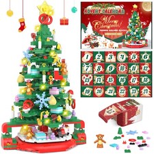 Advent Calendar Christmas Tree Building Set w/LED Light 24 Days Countdown