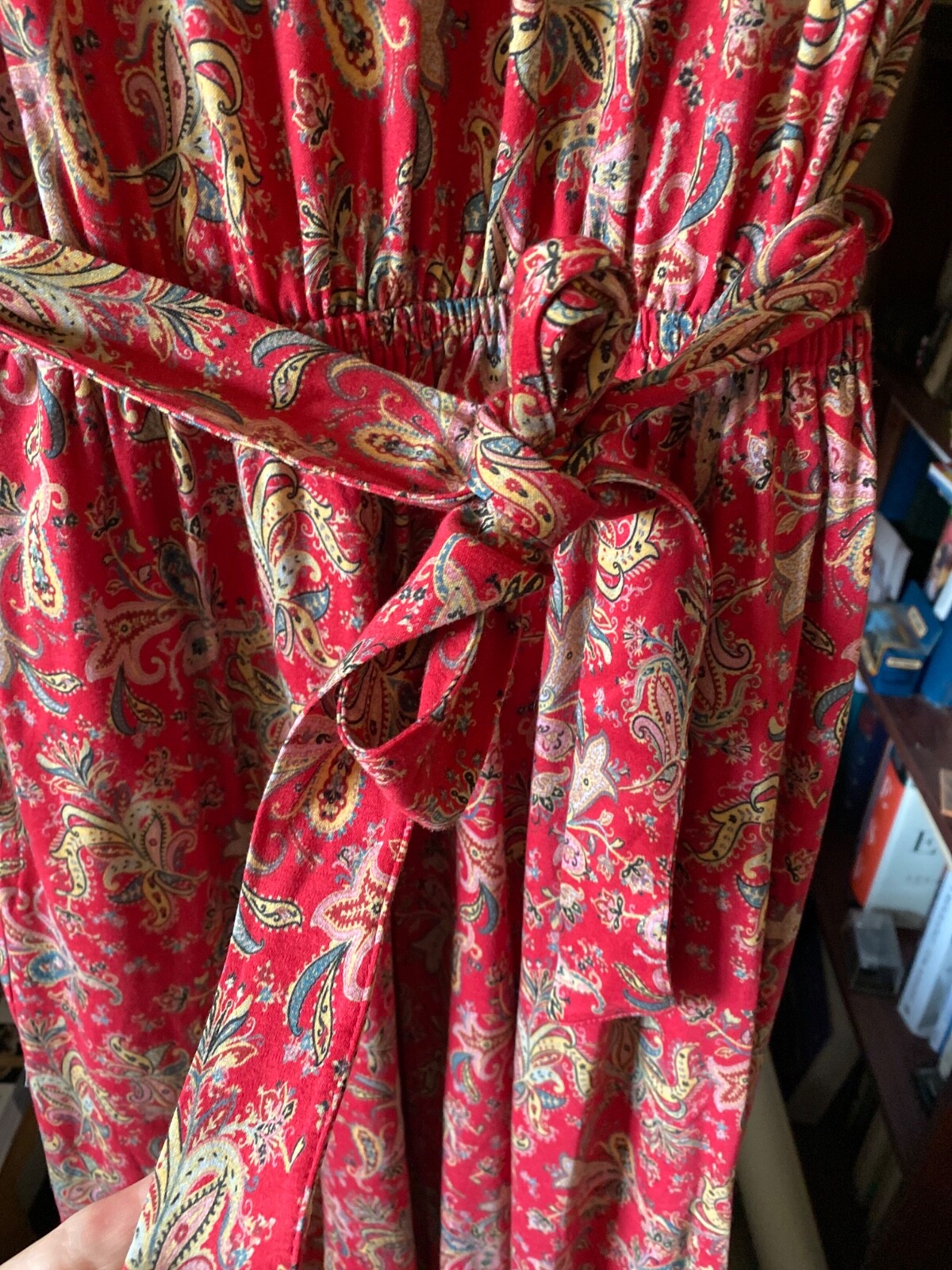 Country Collection Vintage Style Red Paisley Jersey Midi Dress Pockets, RRP £79 image 3