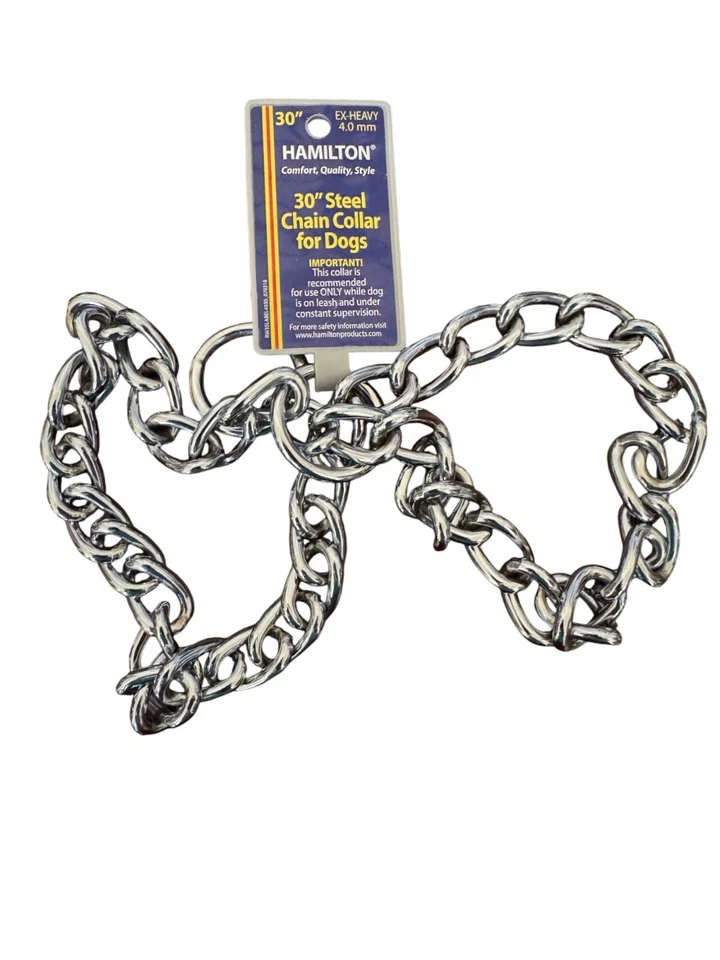 Collar de perro de cadena de acero pesado Hamilton Ex de 30" Foto 2 de 4