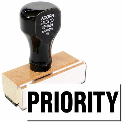 Large Bold Priority Rubber Stamp Size 7/8'' Tall x 2-1/4'' Wide