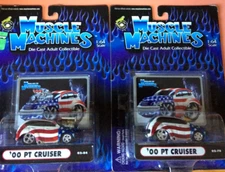 MUSCLE MACHINES STARS & STRIP - 2- 2000 PT Cruiser 1/64 DIE CAST  PT CRUISER  -