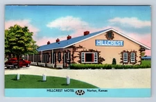 VINTAGE HILLCREST MOTEL NORTON, KANSAS~c1955 POSTCARD IW