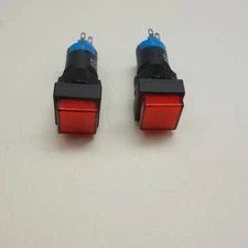 2PCS 12MM 6V RED LED ILLUMINATED Square Latching PUSH BUTTON 2NO/2NC 2POLES 8P
