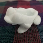Milk Glass Frog Pipe Rest 2"T Thick Glass Bulging Eyes Vintage