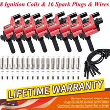 8 Ignition Coils UF378 & 16 Spark Plugs & Wires For 03-2005 Dodge Ram 1500 5.7L