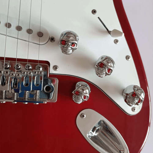 3 pz manopola controllo velocità volume tono testa cranio per basso chitarra elettrica cromato. - Foto 4 di 6