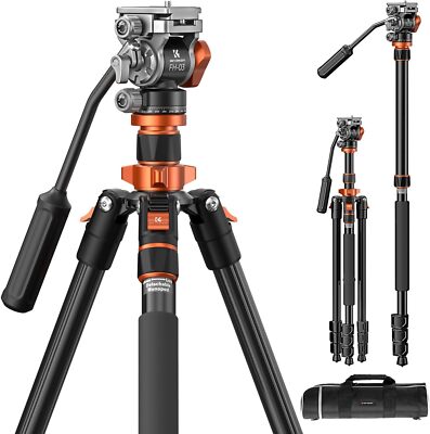 K&F CONCEPT 200cm Kamera Stativ Videostativ Tripod mit Fluidkopf Einbeinstativ