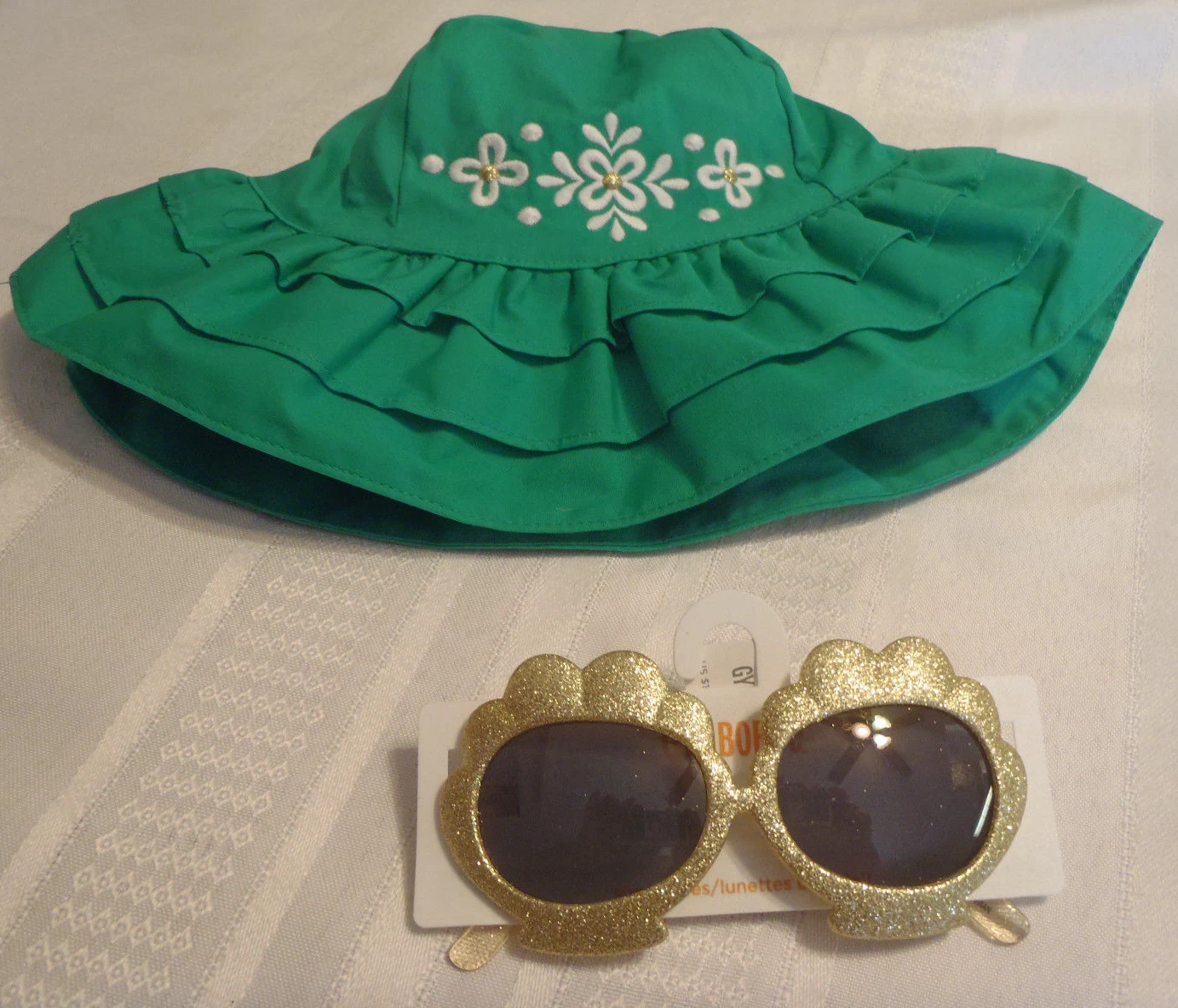 Gymboree The Green Scene 4T-5T Hat Size 4 & Up Glittery Gold Sunglasses NWT