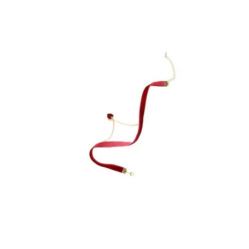 Fashion Women Girl Choker Necklace Lace Red Flannel Acrylic Heart Pendant 1176 - Picture 2 of 2