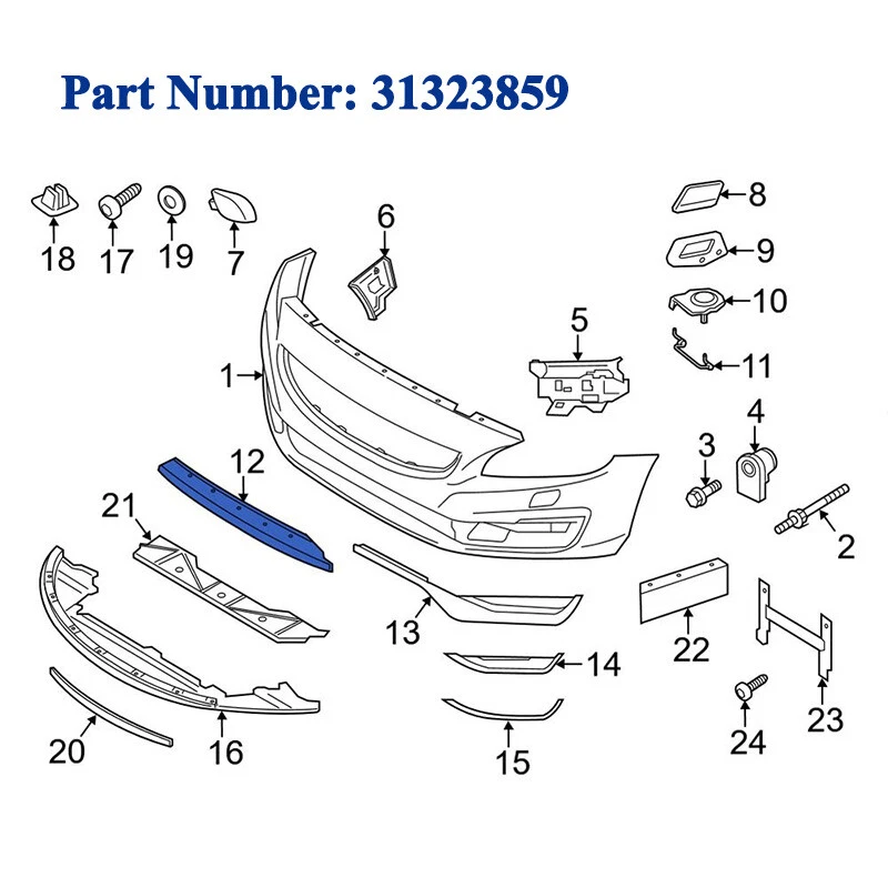 Front Bumper Lower Grille Grill Replacement For 2014-2018 VOLVO S60 V60 31323859 - Imagem 2 de 4