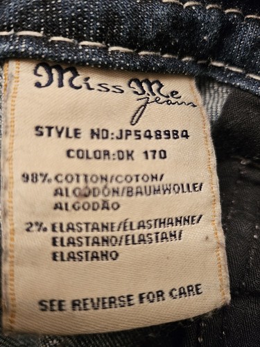 Miss Me Boot Cut Jeans Rhinestone Embellished Flap Pockets Size 28x30 - Picture 5 of 7